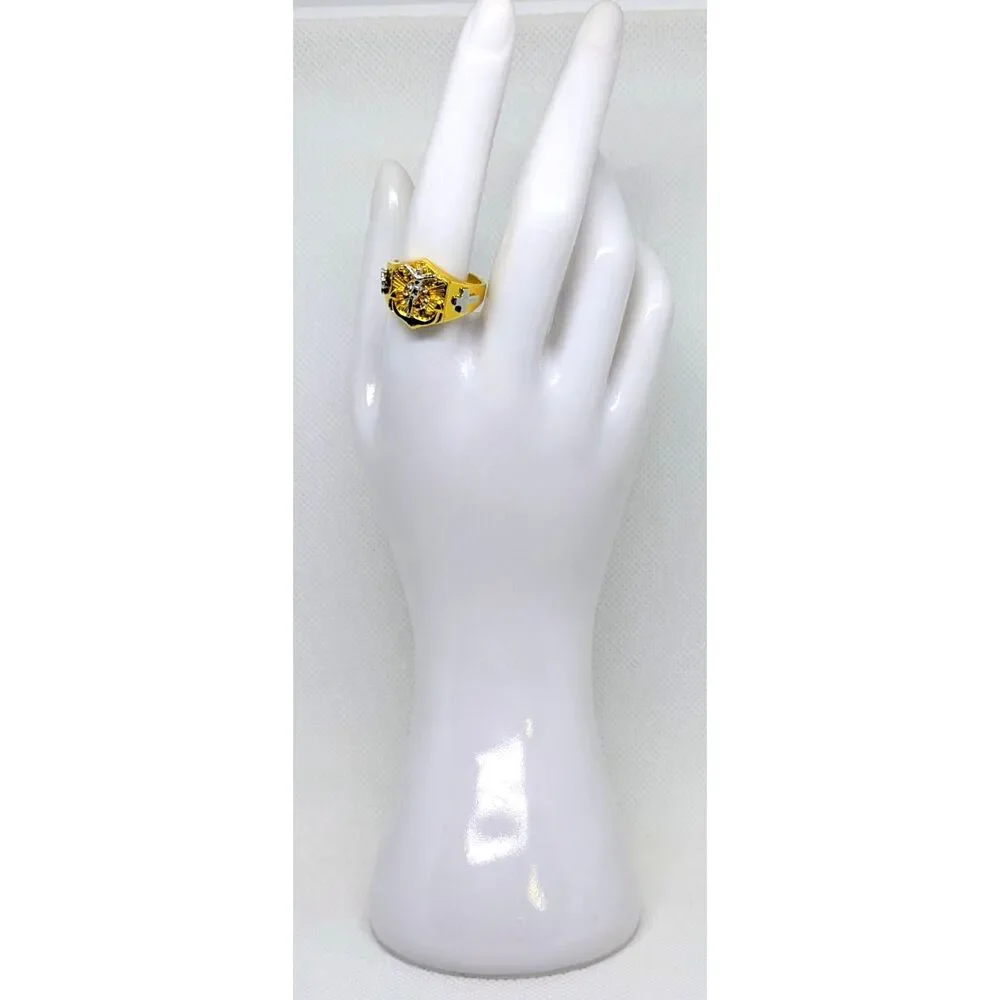 Men's NEW size 10 Jesus Cross CZ Gold & Silver 2 Tone Christian/Cross Ring